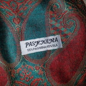 Multicolored Paisley Print Pashmina and Silk Scarf